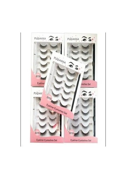 Sihirli Kirpikler 6 Çift Farklı Model ve 2 Adet Likit Eyeliner Yapıştırıcılı (Siyah ve Şeffaf)