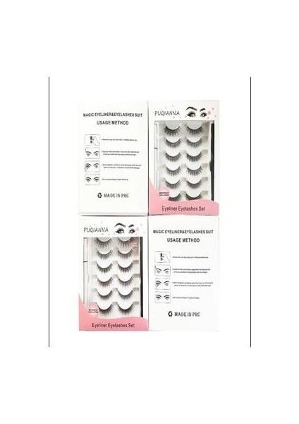 Sihirli Kirpikler 6 Çift Farklı Model ve 2 Adet Likit Eyeliner Yapıştırıcılı (Siyah ve Şeffaf) fırsatları