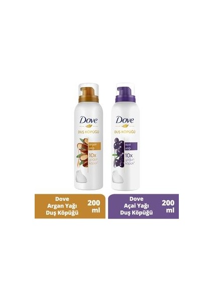 Köpük Duş Jeli Argan Yağı 200 ml X1 Duş Köpüğü Açai Yağı 200 ml X1