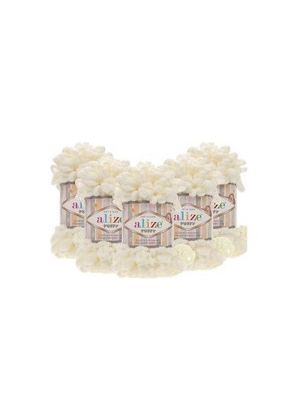 (5 Adet ) Puffy 62 El Örgü Ipliği 5'li Paket Açık Krem 62