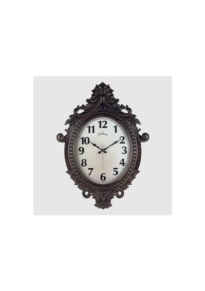 Duvar Saati Kahverengi Çerçeve ÇAP:73CM x 54CM Vintage Taçlı Eksitme Dekoratif A