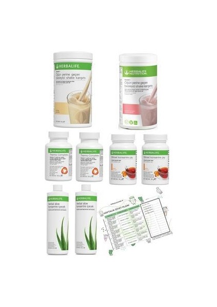 2'li Eko Set Vanilya+Ahududu Shake + 2 Şeftali Çay + 2 Thermo + 2 Aloe Vera