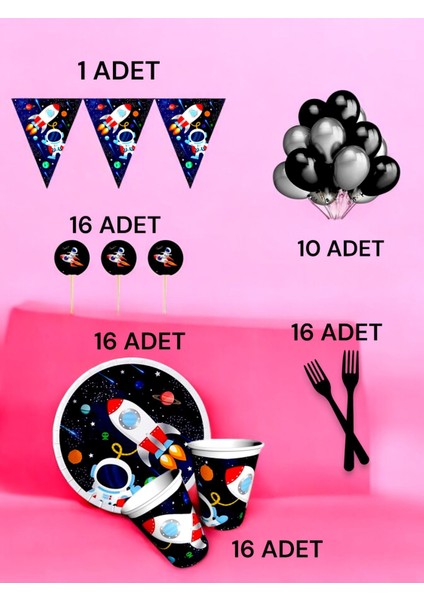 16 Kişilik Uzay Temalı M Paket - Doğum Günü Parti ve Eğlenceli Etkinlikler fiyatları