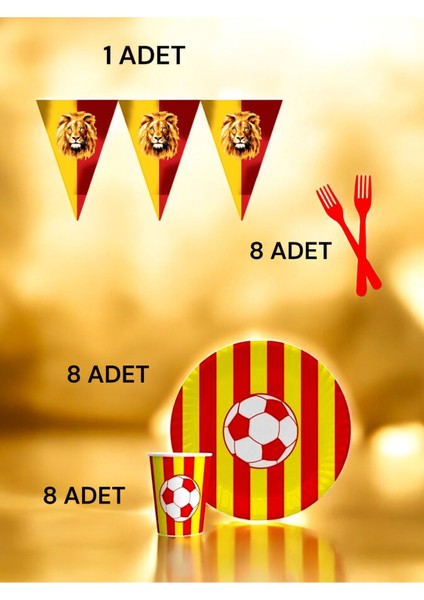 8 Kişilik Kırmızı Sarı Taraftar S Paket - Doğum Günü Parti ve Eğlenceli Etkinlikler