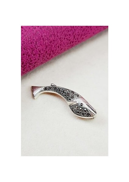 925 Ayar Gümüş Markazit Balık Modeli Broş