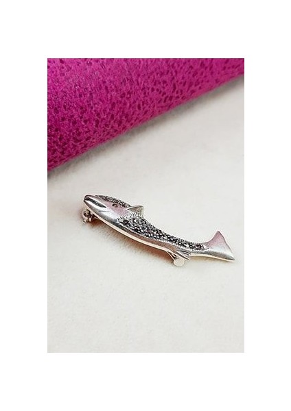 925 Ayar Gümüş Markazit Balık Modeli Broş fiyatları