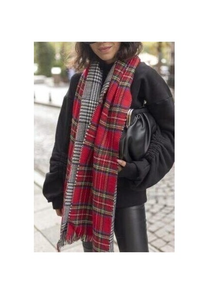 Kırmızı Çift Taraflı Iskoç Şal Atkı Çift Taraflı Iskoç Atkı