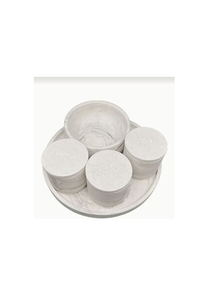Marble Serisi Havluluk ve Organizerli Beton Banyo Seti