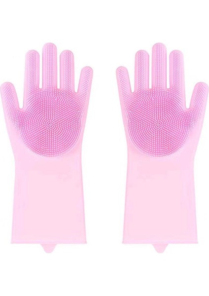 Pembe Tarzı 1 Çift Bulaşık Yıkama Temizlik Eldiveni Sihrili Silikon Sünger Lastik Bulaşık Yıkama Eldiveni Tekrar Kullanılabilir Mutfak Temizlik Araçları (Yurt Dışından)