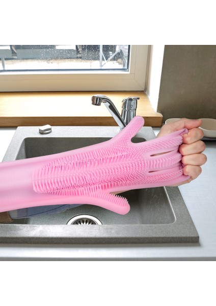 Sarı Tarzı Mutfak Sihirli Silikon Bulaşık Eldiveni Ev Temizlik Eldiveni Süngerli Bulaşık Eldiveni (Yurt Dışından) fırsatları