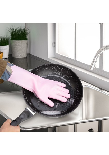 Sarı Tarzı Mutfak Sihirli Silikon Bulaşık Eldiveni Ev Temizlik Eldiveni Süngerli Bulaşık Eldiveni (Yurt Dışından) indirimleri