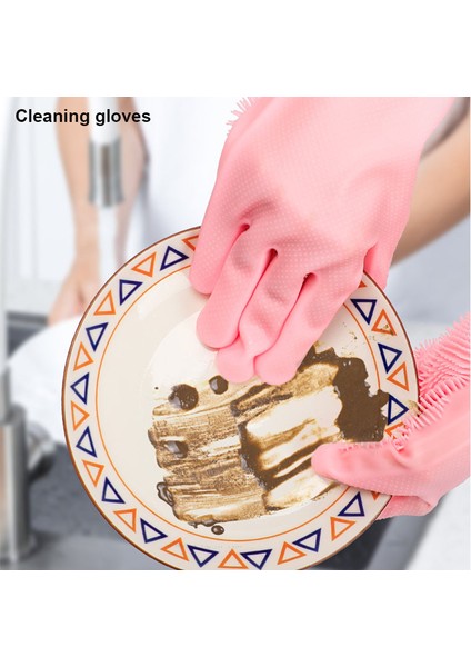 Mor Tarzı Ev Temizlik Sünger Bulaşık Yıkama Temizlik Eldiveni Silikon Kauçuk Mutfak Temizlik Aracı (Yurt Dışından) fiyatları