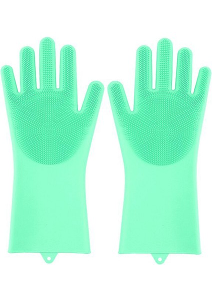 Yeşil Tarzı Ev Temizlik Sünger Bulaşık Yıkama Temizlik Eldiveni Silikon Kauçuk Mutfak Temizlik Aracı (Yurt Dışından)