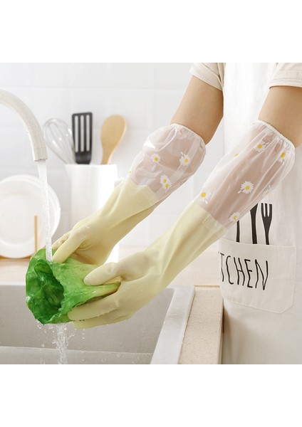 Mavi Geniş Stil M Boyutu Ev Eldiveni Pvc Çamaşır Su Geçirmez Plastik Ev Temizlik Araçları Kauçuk Kaymaz Peluş Mutfak Bulaşık Yıkama Temizliği (Yurt Dışından) modelleri