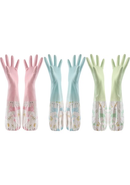 Mavi Geniş Stil M Boyutu Ev Eldiveni Pvc Çamaşır Su Geçirmez Plastik Ev Temizlik Araçları Kauçuk Kaymaz Peluş Mutfak Bulaşık Yıkama Temizliği (Yurt Dışından) fırsatları