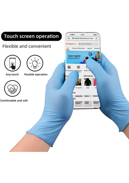 Mavi Eldiven 150G Tarzı S Beden Tek Kullanımlık Mavi Nitril Eldiven Kimyasal Dayanıklı Toz Ücretsiz Laboratuvar Mutfak Ev Işleri Temizlik Vinil Iş Eldivenleri (Yurt Dışından) indirimleri