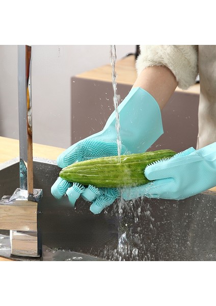 Gri Tarzı Bulaşık Yıkama Temizlik Eldiveni Silikon Kauçuk Sünger Mutfak Temizleyici Guantes Ev Temizlik Aracı (Yurt Dışından) fiyatları