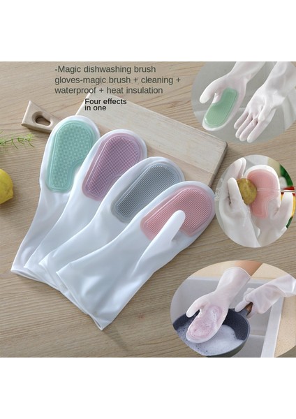 Stil A-Pembe Tarzı Bulaşık Eldiveni Ev Için Sihirli Silikon Yumuşak Fırça Eldiveni Mutfak Temizlik Dezenfeksiyon Dayanıklı Fırça Tencere Kauçuk Eldiven (Yurt Dışından) fırsatları