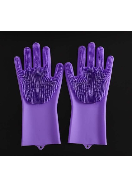 Mor Tarzı Bulaşık Yıkama Temizlik Eldiveni Silikon Kauçuk Sünger Eldiven Ev Temizleyici Mutfak Temizleme Araçları Mutfak (Yurt Dışından)