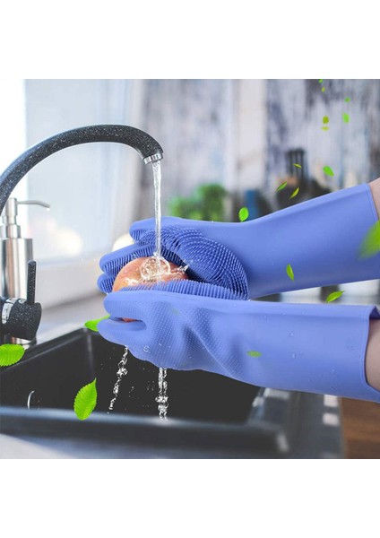 Mor Tarzı Bulaşık Yıkama Temizlik Eldiveni Silikon Kauçuk Sünger Eldiven Ev Temizleyici Mutfak Temizleme Araçları Mutfak (Yurt Dışından) modelleri