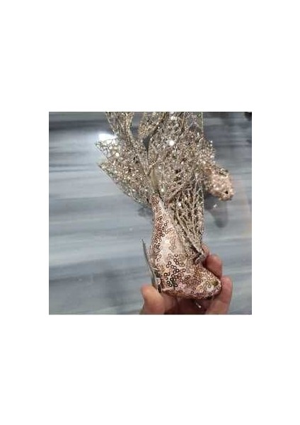Yılbaşı Süsü Rose Kuş 2 Adet, Yapay Kuş, Noel, Yılbaşı, Ağaç Süsü, Dekor