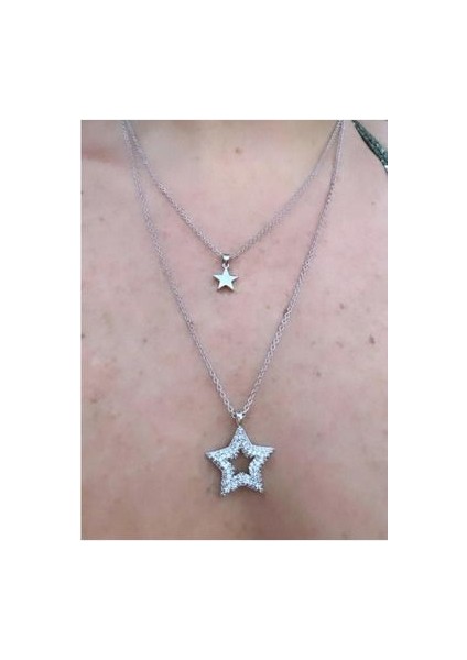 Yıldız Taşlı Ikili Kolye