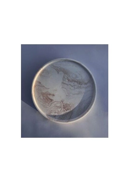 Beton Mermer Desenli Kahverengi 26CM Banyo,dekoratif,sunumluk Tepsi Beyaz 1 modelleri