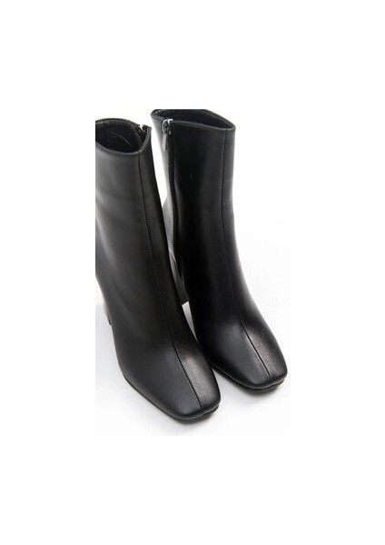 Kadın TLL Siyah Cilt Kalın Topuk Bot indirimleri