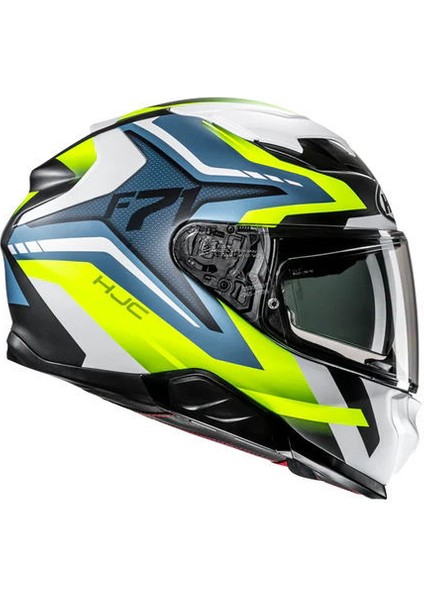 F71 Fes MC3HSF Kapalı Motosiklet Kaskı Beyaz Mavi Neon indirimleri