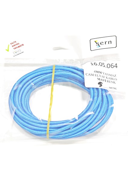 Mavi Renk 4mm Cam Elyaf Örgü Yanmaz Kablo 5metre, -60/+180°C modelleri