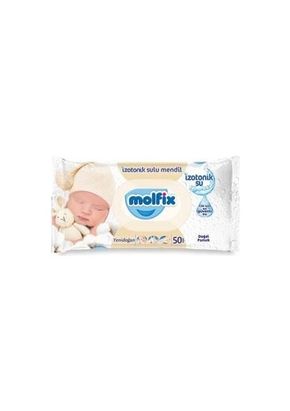 Molfix Yenidoğan Izotonik Sulu Doğal Pamuk Islak Havlu Mendil 3'lü 150 Yaprak