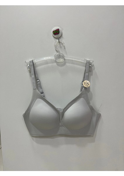 Lazer Kesim Balensiz Süngeri Çıkabilen Agraflı Gri Sütyen - 1241