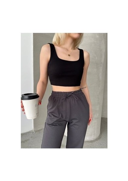 Kadın Fitilli Kaşkorse Kare Yaka Crop Atlet Body fırsatları