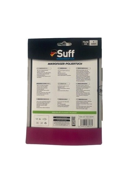 Mikrofiber Kurulama Bezi Temizlik Bezi Havlusu Alman Kalitesi Suff 1 Adet 70X50 Orkide Yeşil Suff