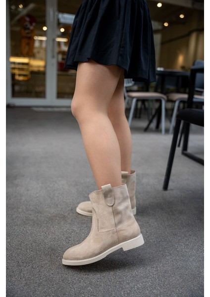 Ricky Bej Süet Kadın Kısa Bot