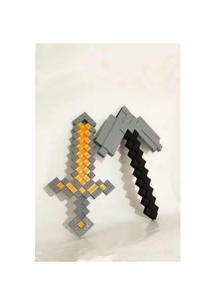 BURSA3DFILAMENT Minecraft Oyuncak Demir Kazma-Kılıç Seti
