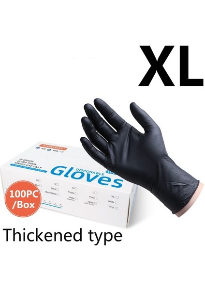 XL-100PCS Tarzı Siyah Kimyasal Dirençli Kauçuk Nitril Lateks Çalışma Ev Işleri Mutfak Ev Temizliği Araba Tamiri Dövme Araba Yıkama Eldivenleri (Yurt Dışından)