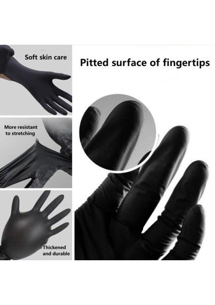 XL-100PCS Tarzı Siyah Kimyasal Dirençli Kauçuk Nitril Lateks Çalışma Ev Işleri Mutfak Ev Temizliği Araba Tamiri Dövme Araba Yıkama Eldivenleri (Yurt Dışından)