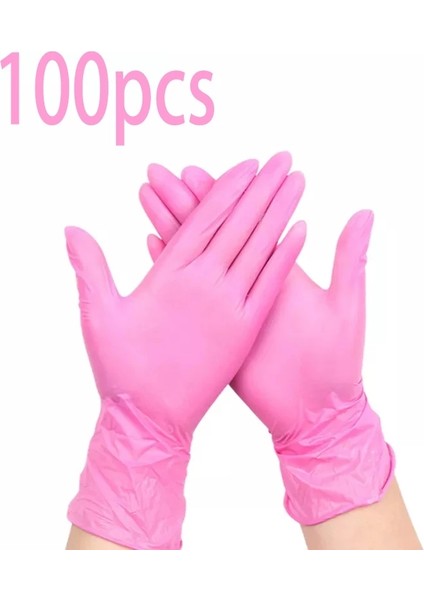 100 Adetpembe Eldiven Tarzı L Boyutu Tek Kullanımlık Pembe Nitril Eldiven Lateks Ücretsiz Su Geçirmez Anti Statik Dayanıklı Çok (Yurt Dışından)