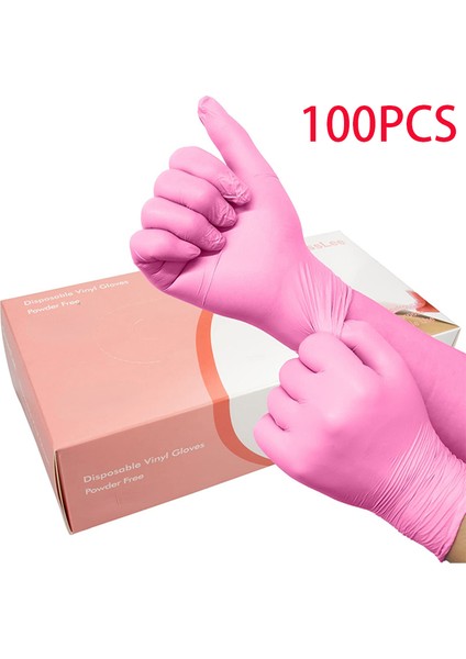 100 Adetpembe Eldiven Tarzı L Boyutu Tek Kullanımlık Pembe Nitril Eldiven Lateks Ücretsiz Su Geçirmez Anti Statik Dayanıklı Çok (Yurt Dışından)