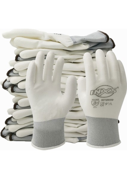 Beyaz Stil Xl Boyutu 10 Çift Iş Eldiveni Pu Kaplamalı Siyah Güvenlik Eldiveni El Koruyucu Kaymaz Endüstriyel Mekanik Koruyucu Çalışma Eldiveni Uk Stokta (Yurt Dışından)