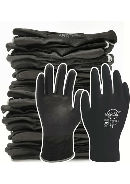 Beyaz Stil Xl Boyutu 10 Çift Iş Eldiveni Pu Kaplamalı Siyah Güvenlik Eldiveni El Koruyucu Kaymaz Endüstriyel Mekanik Koruyucu Çalışma Eldiveni Uk Stokta (Yurt Dışından) fırsatları