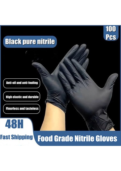 Tpe Stili M Boyutu Siyah Tek Kullanımlık Lateks Eldiven Yağ Geçirmez Nitril Eldiven Iş Mutfak Ev Yıkama Bahçe Temizliği Için (Yurt Dışından) fiyatları