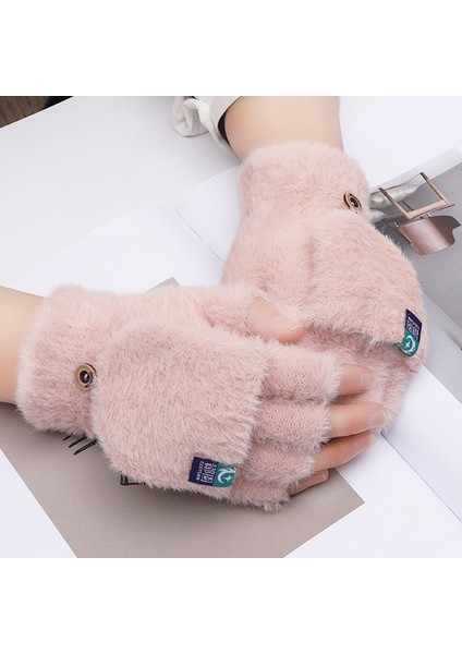 Kahverengi Tarzı Pelüş Eldiven Kış Kalın Örme Yün Sıcak Parmak Ucu Açık Eldiven Dış Mekan Soğuk Koruma Malzemeleri Unisex Xpy (Yurt Dışından) modelleri