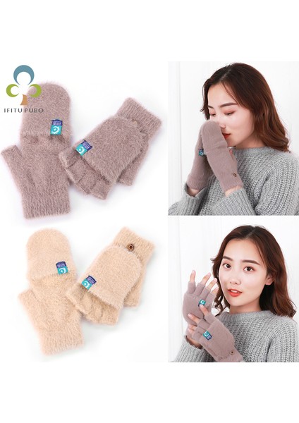 Kahverengi Tarzı Pelüş Eldiven Kış Kalın Örme Yün Sıcak Parmak Ucu Açık Eldiven Dış Mekan Soğuk Koruma Malzemeleri Unisex Xpy (Yurt Dışından) fırsatları