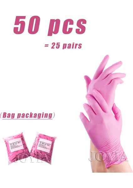 Pembe- 50 Adet Stil L Boyutu Pembe Nitril Tek Kullanımlık Eldiven Lateks Içermez Xs Küçük Kadın Kız Çocuk Ev Temizliği Salon Vinil Eldiven Siyah Tozdan Arındırılmış (Yurt Dışından)