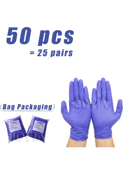 50 Adet Tarzı L Boyutu Sentetik Nitril Tek Kullanımlık Muayene Eldiveni Tozsuz Orta Küçük Büyük Boy Paket Kauçuk Lateks Ücretsiz Eldiven Mor (Yurt Dışından)
