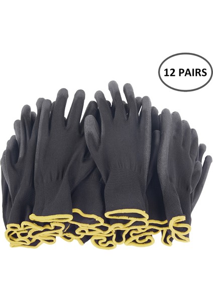 Beyaz 12 Çift Stili S Beden 12 Çift Pu Nitril Güvenlik Iş Eldiveni Esnek Avuç Kaplamalı Koruyucu Çalışma Eldiveni Otomotiv Ev Mekanik Için Ce EN388 (Yurt Dışından) fiyatları