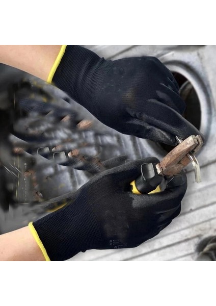 Beyaz 12 Çift Stili S Beden 12 Çift Pu Nitril Güvenlik Iş Eldiveni Esnek Avuç Kaplamalı Koruyucu Çalışma Eldiveni Otomotiv Ev Mekanik Için Ce EN388 (Yurt Dışından) indirimleri