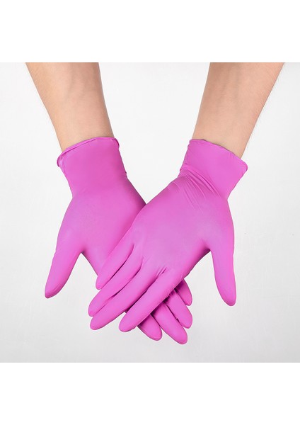 Pembe 100 Adet Tarzı M Beden Pembe Gıda Sınıfı Su Geçirmez Alerjiye Uygun Tek Kullanımlık Çalışma Eldivenleri Mutfak Ev Nitril Sentetik (Yurt Dışından)